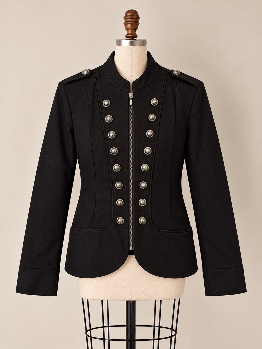 INC International Concepts Black Military Band Jacket | Large